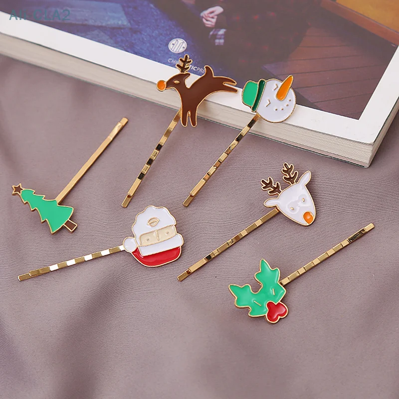 

Fashion Cute Christmas Hair Clip Word Hairpin Barrettes For Women Girl Snowman Santa Claus Christmas Tree Hair Accessories Gift