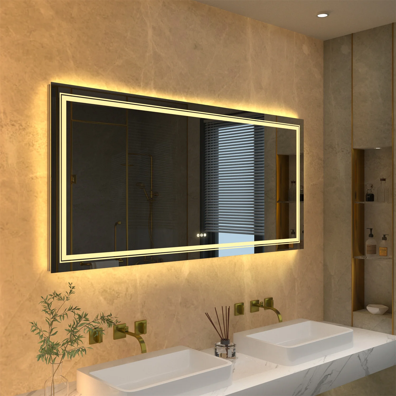 Wrought Studio Avit LED Backlit Frameless Lighted Bathroom/Vanity