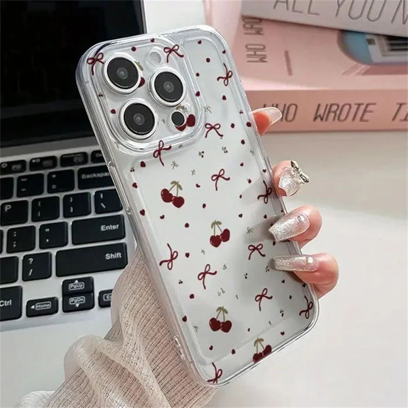Korean Red Cherry Clear Phone Case