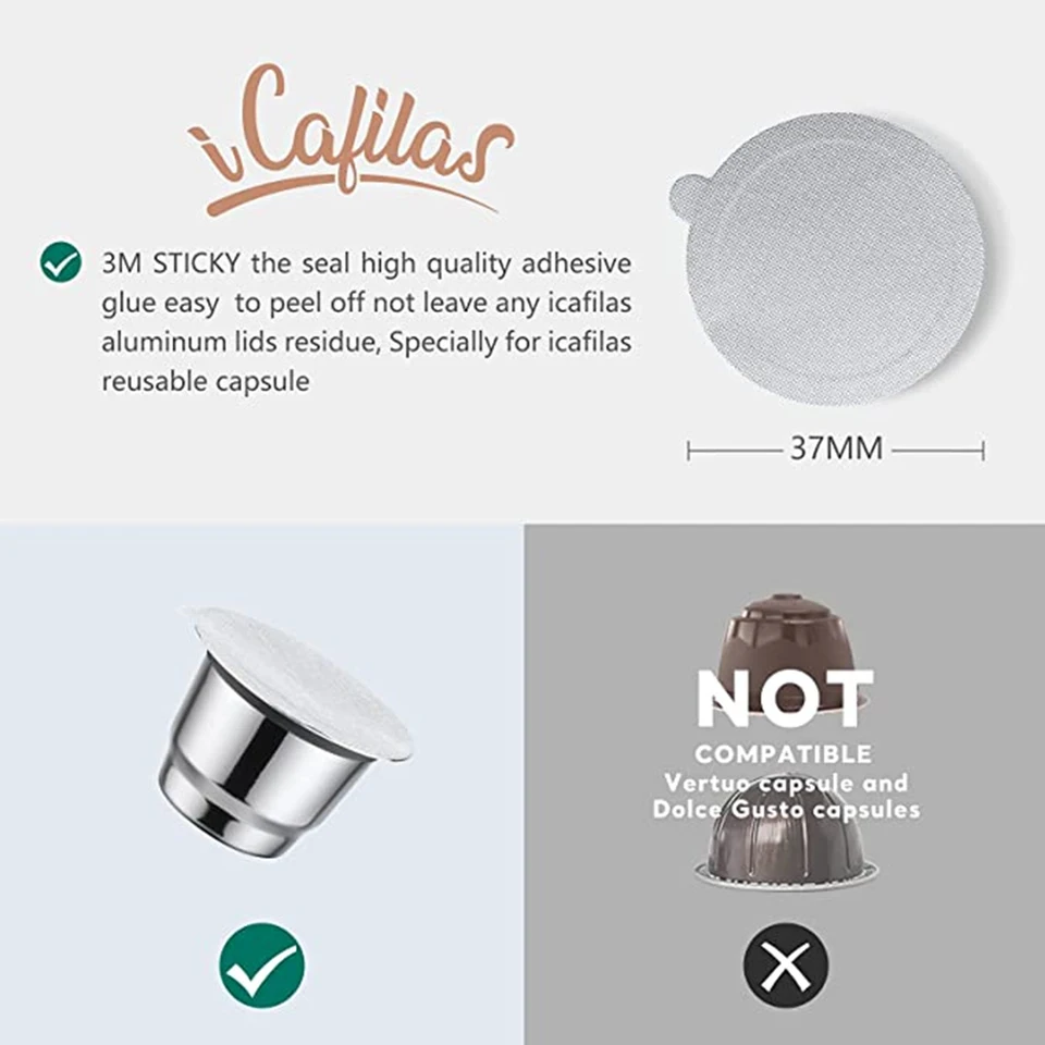 ALLOMN 100PCS Capsules De Café Coupe Film, Autocollants Auto