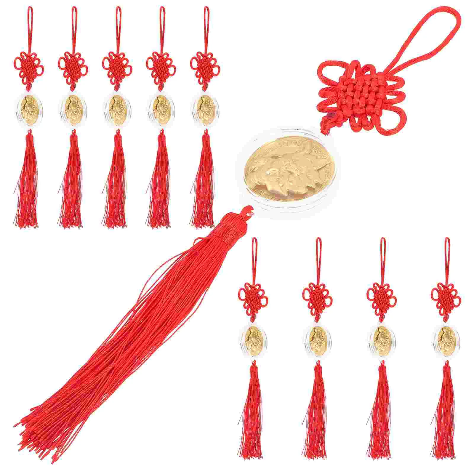 

10 Pcs Car Mirror Decor New Year Decors Chinese Style Pendants Tassels Hanging Delicate Yuanbao Decorative