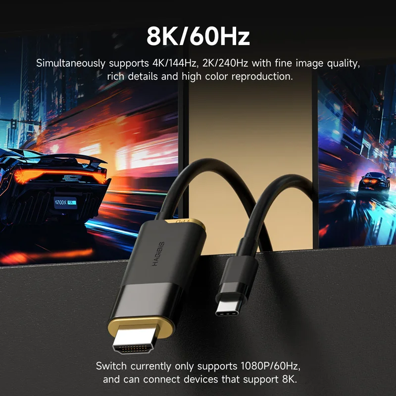 Hagibis Switch Dock for Nintendo Switch/OLED USB C to HDMI-Compatible Cable Adapter 8K60Hz 100W PD for Laptop SteamDeck ROG Ally 6