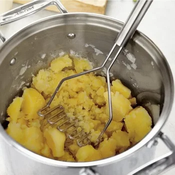 1pcs stainless steel kitchen gadget potato masher press cooking tool mashed potatoes wavy pressure Kitchen accessories 1