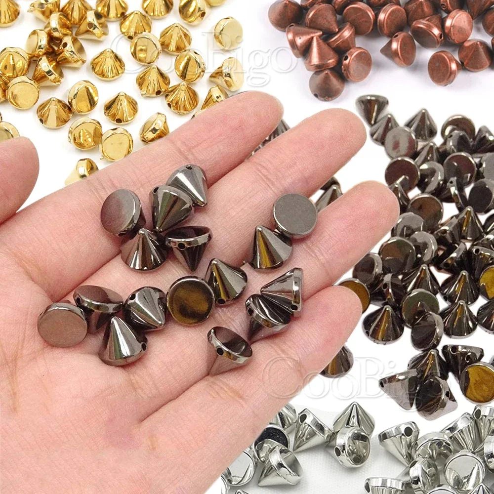 Trimming Shop 100 Borchie Coniche Punk 12mm Ottone | Rivetti Per Pelle, Denim, Giacca, Fai Da Te, Bronzo - 3