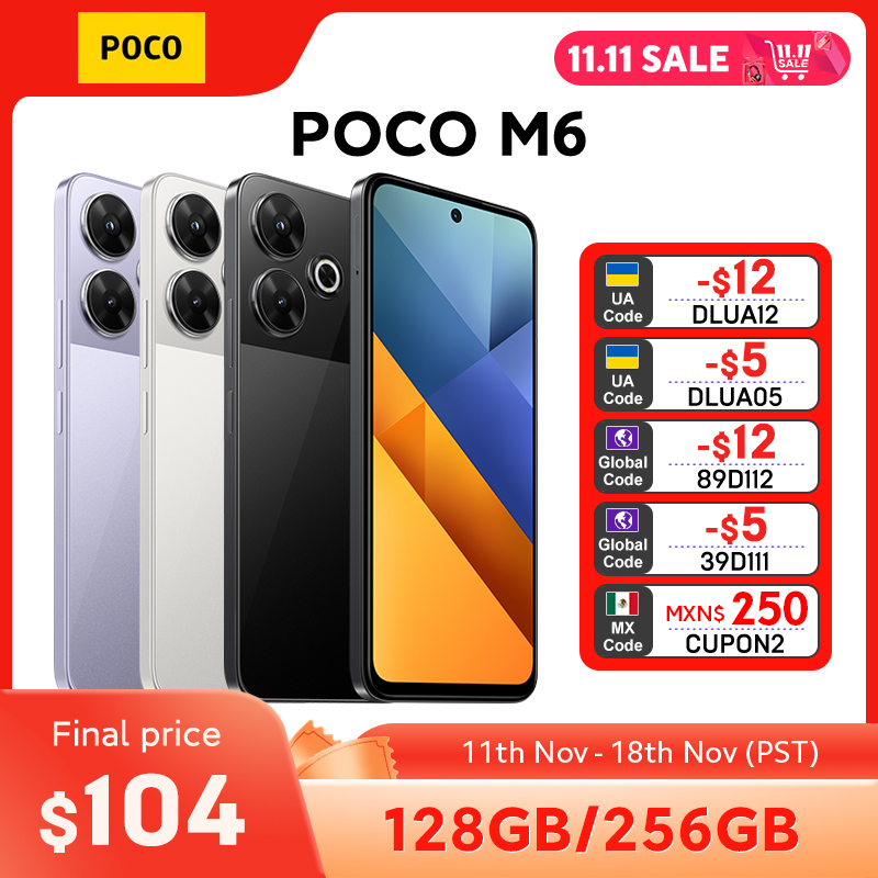 POCO M6 Global Version Smartphone MediaTek Helio G91 Ultra 6.79'' Display 90Hz 33W Fast Charging 5030mAh Battery 108MP NFC