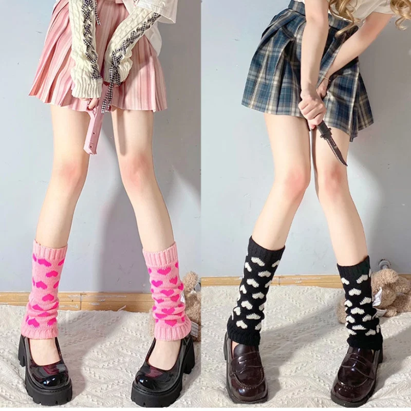 Sweet Girls Lolita Leg Warmers Women Long Socks Knitted Foot Cover Arm Warmer Autumn Winter Crochet Heap Socks Gothic Boot Cuffs