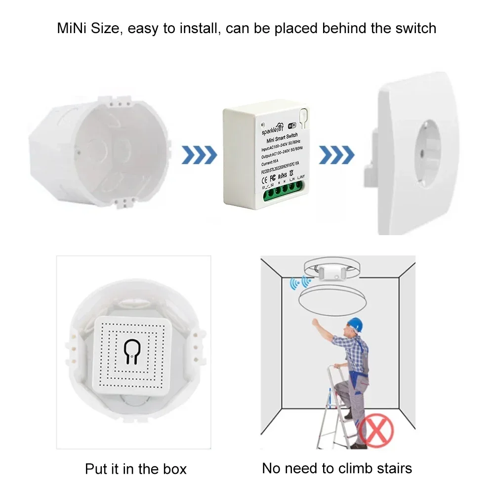 Smart Switch Relay 16A Matter WIFI Smart Switch Automation Relay Smart Breaker Voice Control Work With Alexa/Google Home/Smartthings/Home-Kit Siri