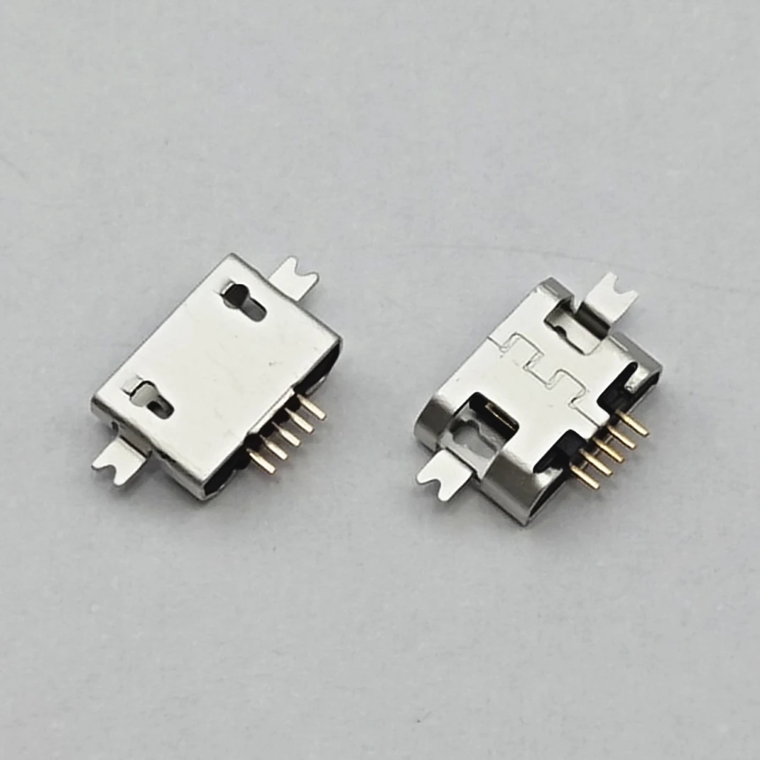 100pcs Micro connector heavy plate 1.0 SMD 2 feet Mini usb 5P female Tablet charging for Motorola NI525 Mobile phone socket micro usb connector usb plug socket connector