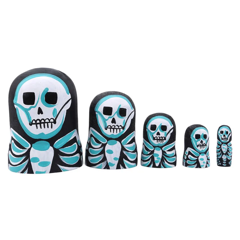 

1 5 Pcs/Set Skull Russian Dolls Hand Painted Home Decor Birthday Gifts Baby Toy Nesting Dolls Wooden Matryoshka Toys