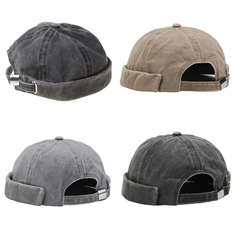 

Винтажная мужская шапка в стиле хип-хоп, промытая хлопковая ретро тюбетейка, регулируемая шляпа без полей, дышащая шапка-бини,