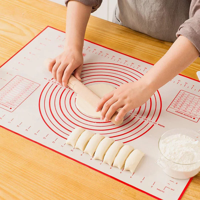 Silicone Baking Mat Rolling Dough Mat Kneading Pad Non-stick Silicone Pastry with Scale Pizza Dough Liner Kitchen Tools