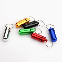100Pcs Aluminum Alloy Pill Box Case Waterproof Tablet Storage Box Bottle Case Holder Mini Medicine Container With Keychain 2