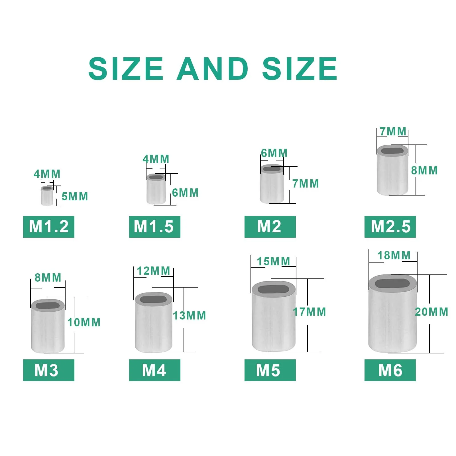 2mm Crimp 100pc Aluminum Crimp Sleeves X 18mm For Fishing