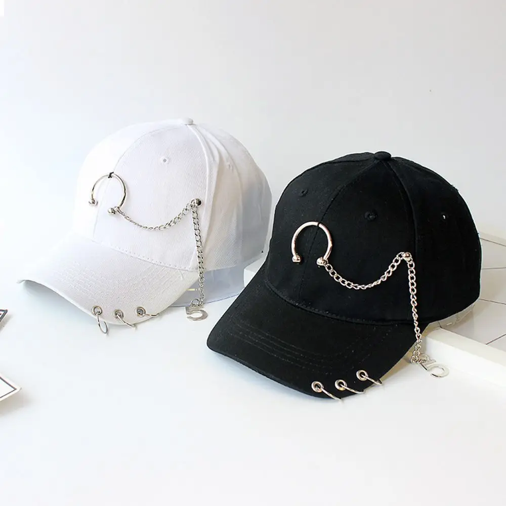 Hip Hop Punk Korean Outdoor Sports Cotton Female Male Baseball Cap With Ring Snapback Hats Visors Cap 3pcs set korean fashion opening adjustable butterfly women rings for simple punk statement hip hop female ring jewelry sets