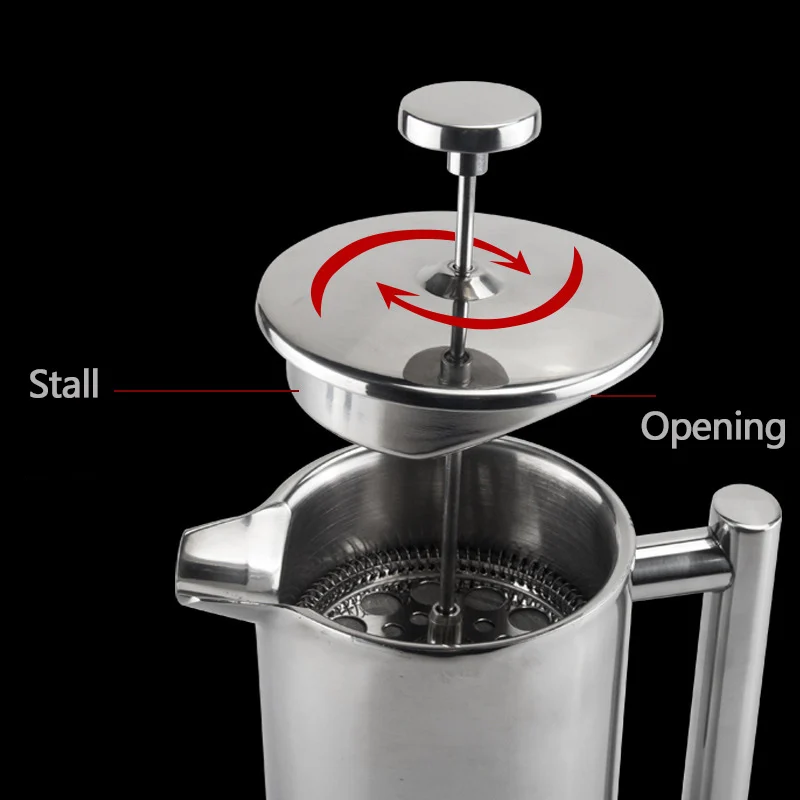 Coffee Maker French Press Stainless Steel Espresso Coffee Machine Double-Wall Insulated Tea Maker Pot 1000ml