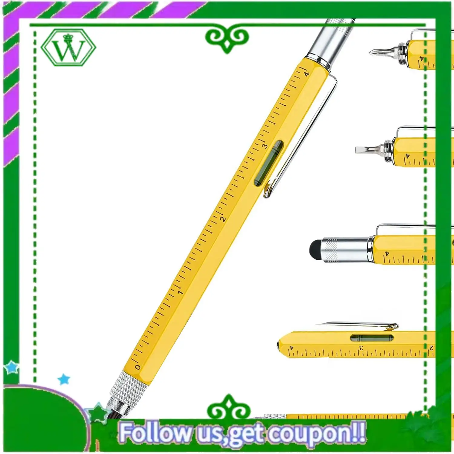 신뢰할 수 있는 멀티툴 펜 멋진 가제트, 스타일러스가 포함된 참신한 펜, 레벨, 자, 드라이버, 아빠 남편을 위한 생일 선물