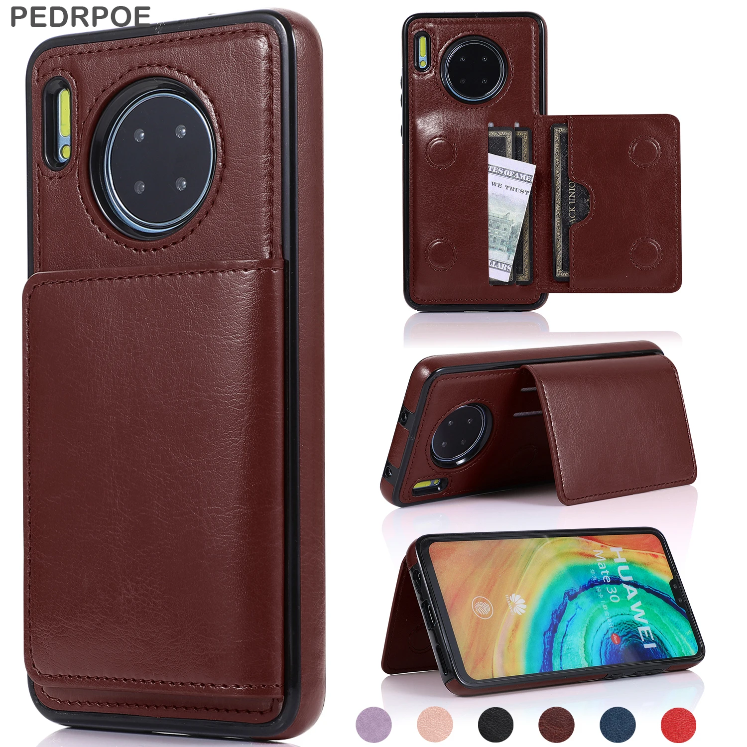 

Кожаный чехол для телефона Huawei Mate 40 Pro 30 Lite 20 Pro, Роскошный чехол с отделением для карт для P40 Pro Plus P30 Lite, противоударный чехол