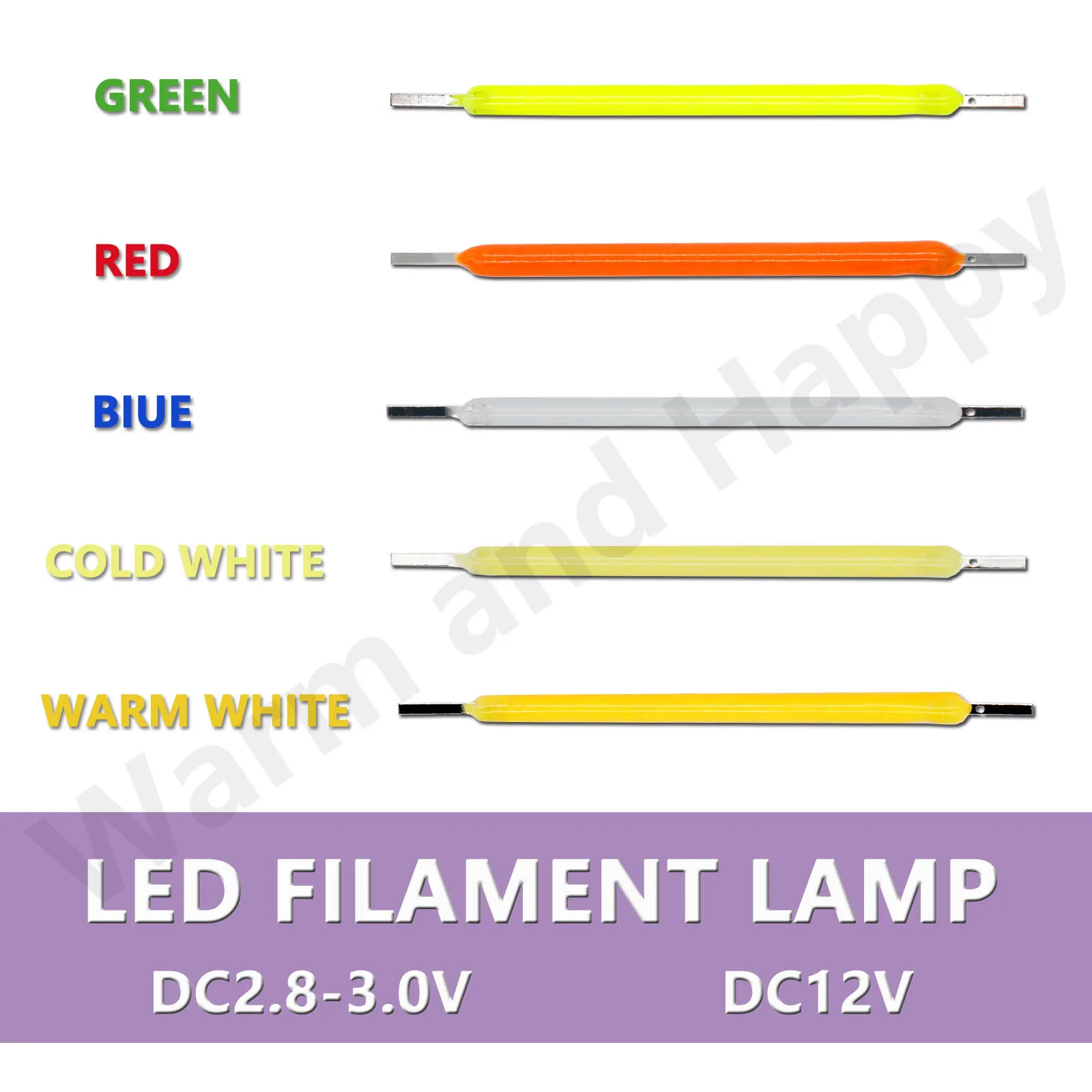 LED Lamp Parts 10pcs Edison Bulb LED Filament Lamp 38mm DC3V DC12V LED Bead Incandescent Light Accessories Diode for holiday lighting DIY