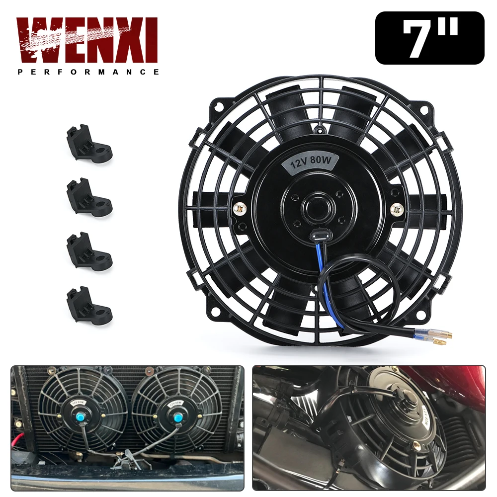 7 Inch Universal 12V 80W Slim Reversible Electric Radiator AUTO FAN Push Pull With mounting kit Type I 7