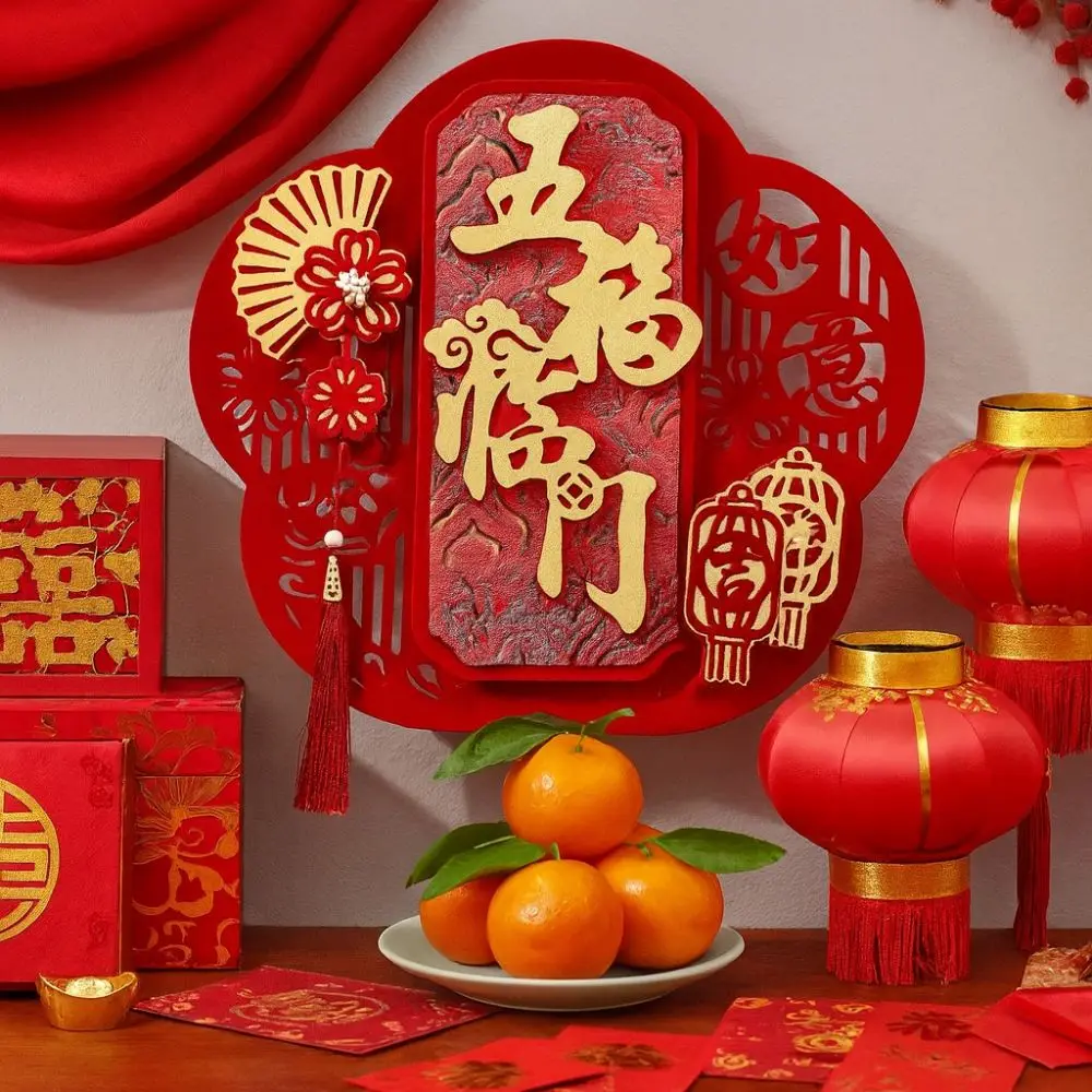 Chinese Style 2026 Horse Year Door Sticker Blessing Felt 3D Fu Character Sticker Traditional Fortune Character