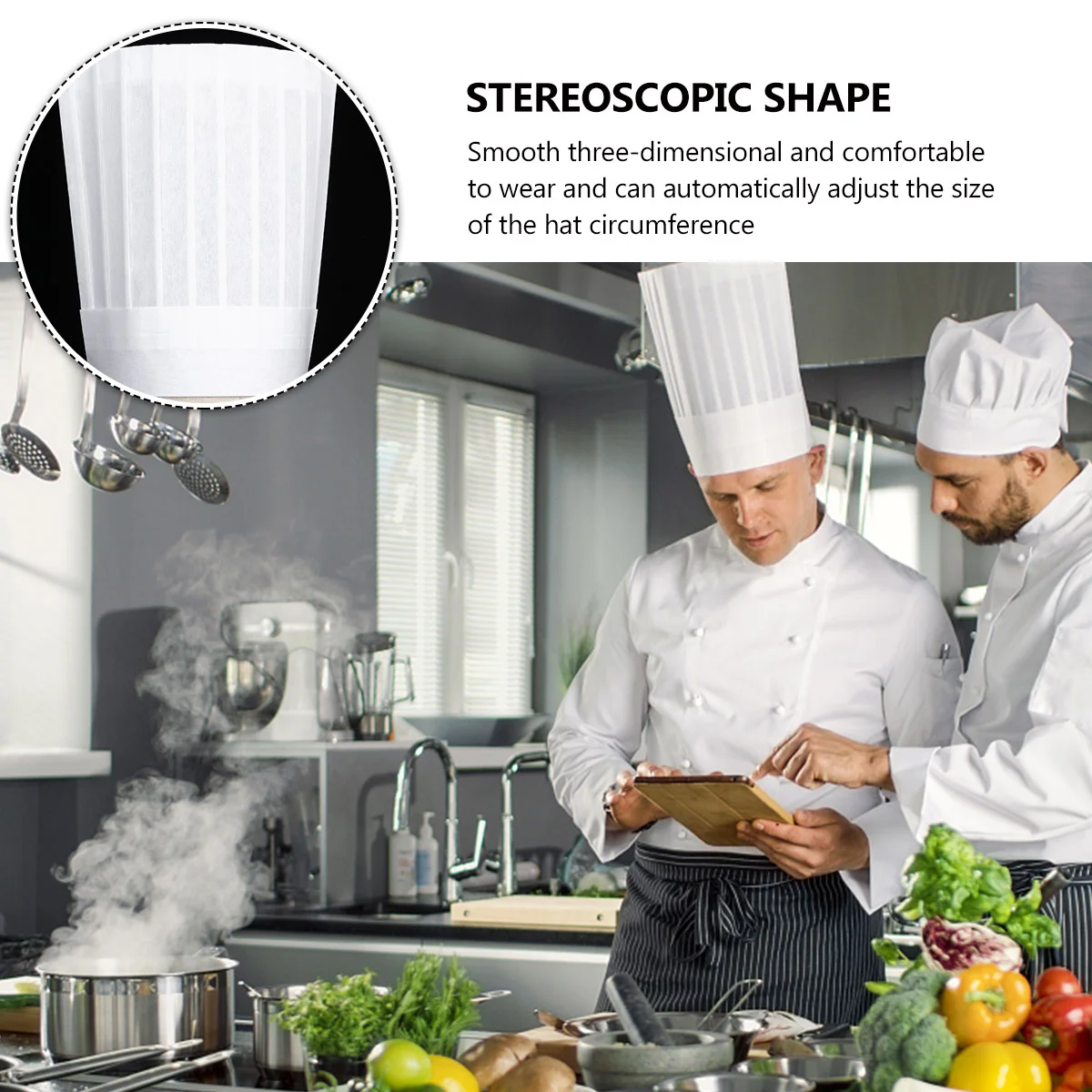 5Pcs Disposable Chef Hat Non Woven Kitchen Cooking Hat Food Server Cap For Work Wear Uniforms Cafe Bakery Sushi Shop Safe chef hat chef hats chef apron hat set