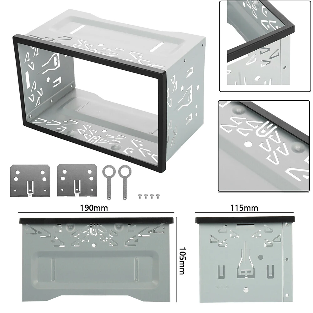 

2 Din Silver Car Radio Fascia DVD player Car Kit Stereo Frame 190x105x115mm
