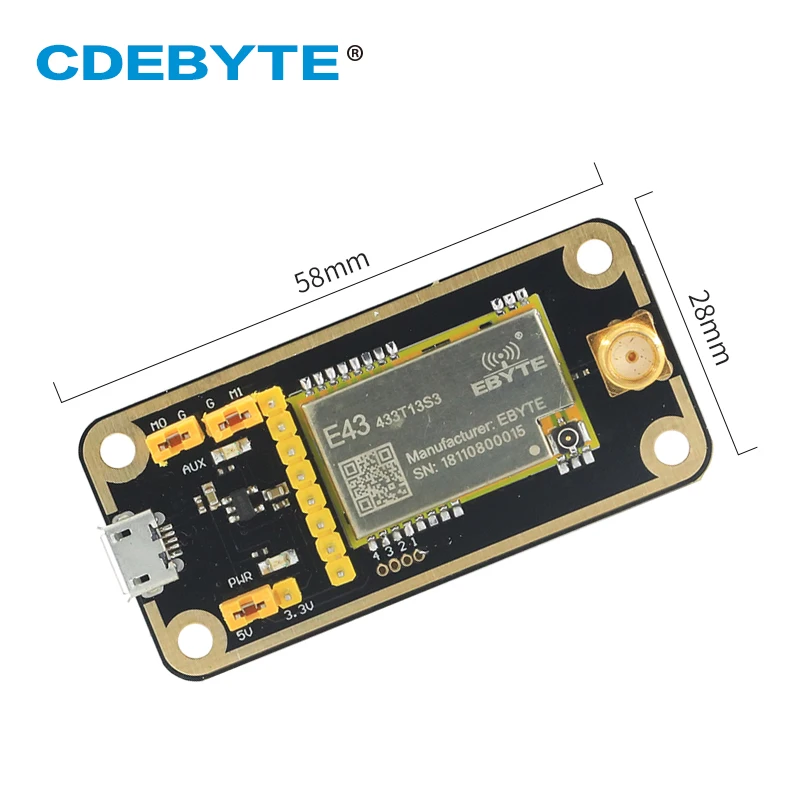 

USB Тесты доска 433 МГц USB к TTL конвертер RSSI UART серийный Порты и разъёмы модуль E43-433T13S3 CDEBYTE E43-433TB-01
