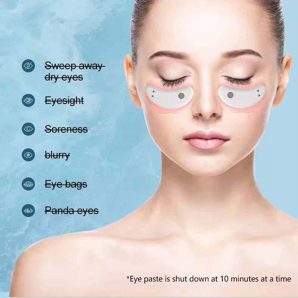 Red Light Therapy Eye Care EMS Eye Massager--Gel Patch Dark Circles Fine Lines Black Bag Removal Eyes Beauty Device Pads