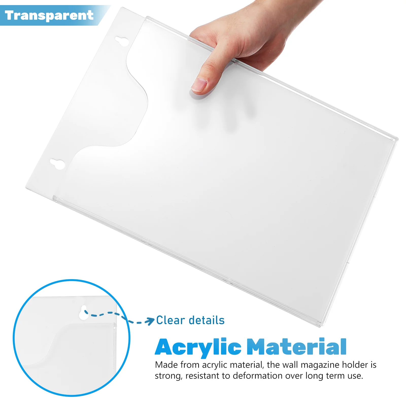 2 Pcs Mail Organizer Wall Magazine Wall Holder Clear Acrylic Wall Mounted Document Holder Vertical File Holder For Office A4