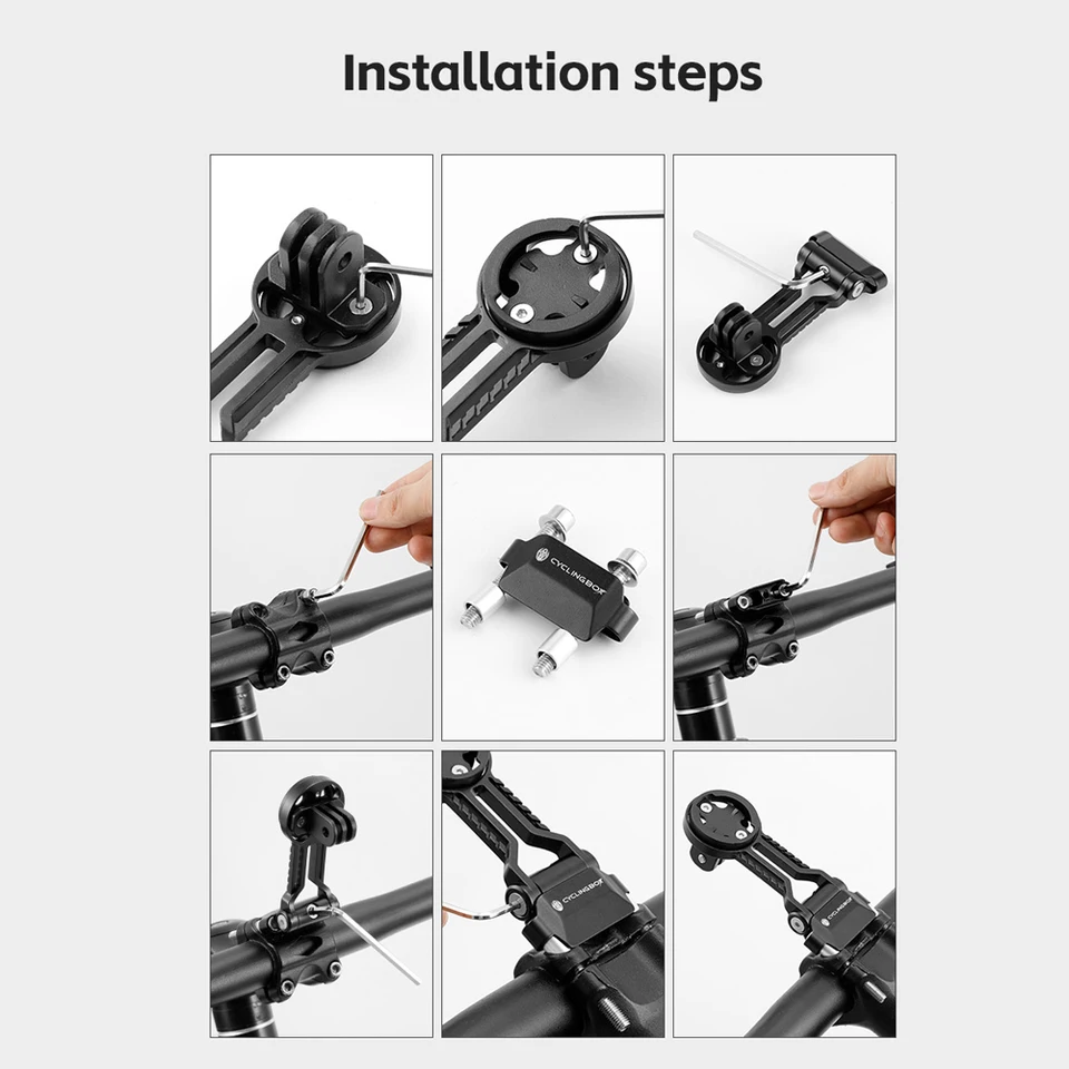 Support Universel Pour Ordinateur De Vélo – Fixation Aluminium – Noir – Avec Sortie Lumière