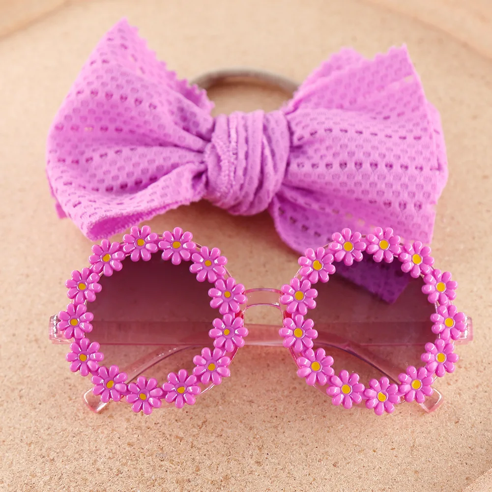 Childrens Daisy Sunglasses And Bow Headband Set For Summer_voghion.com