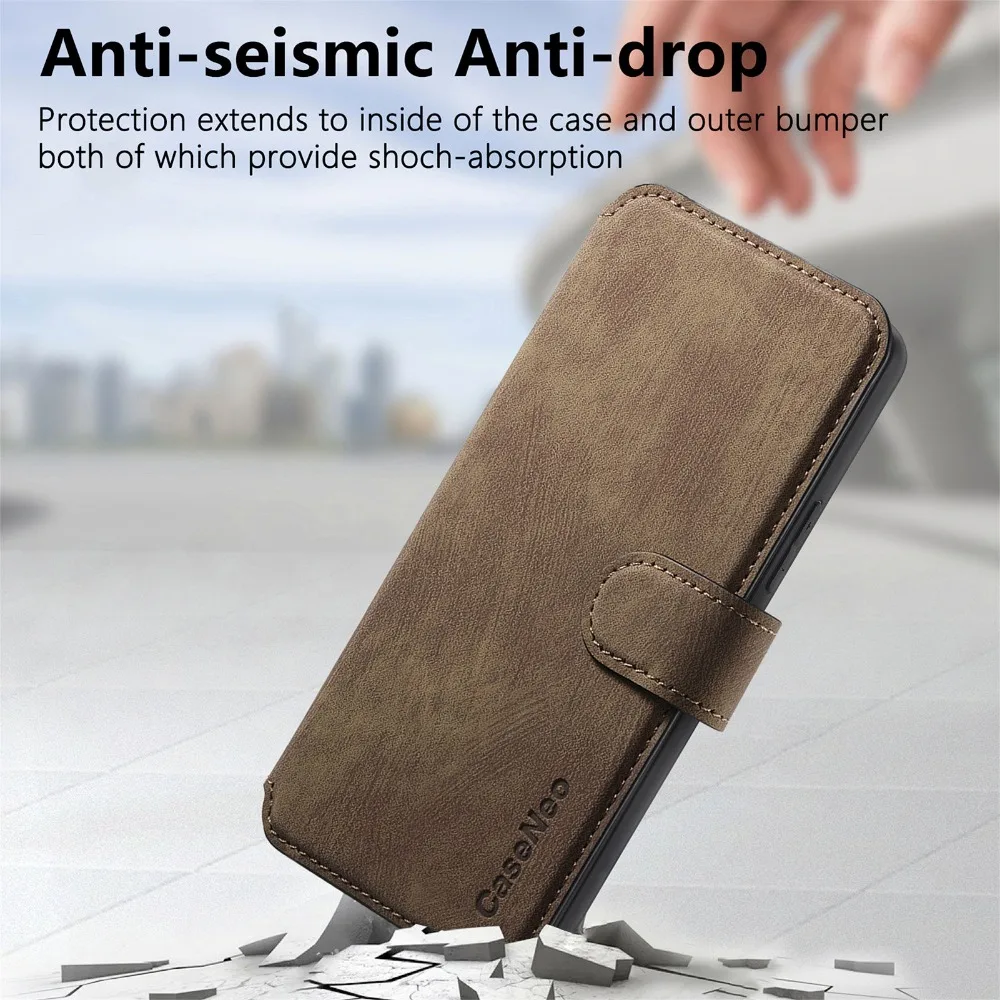 Luxury Anti-Theft Leather Wallet Case with Magnetic Detachable 2-in-1 Flip Cover