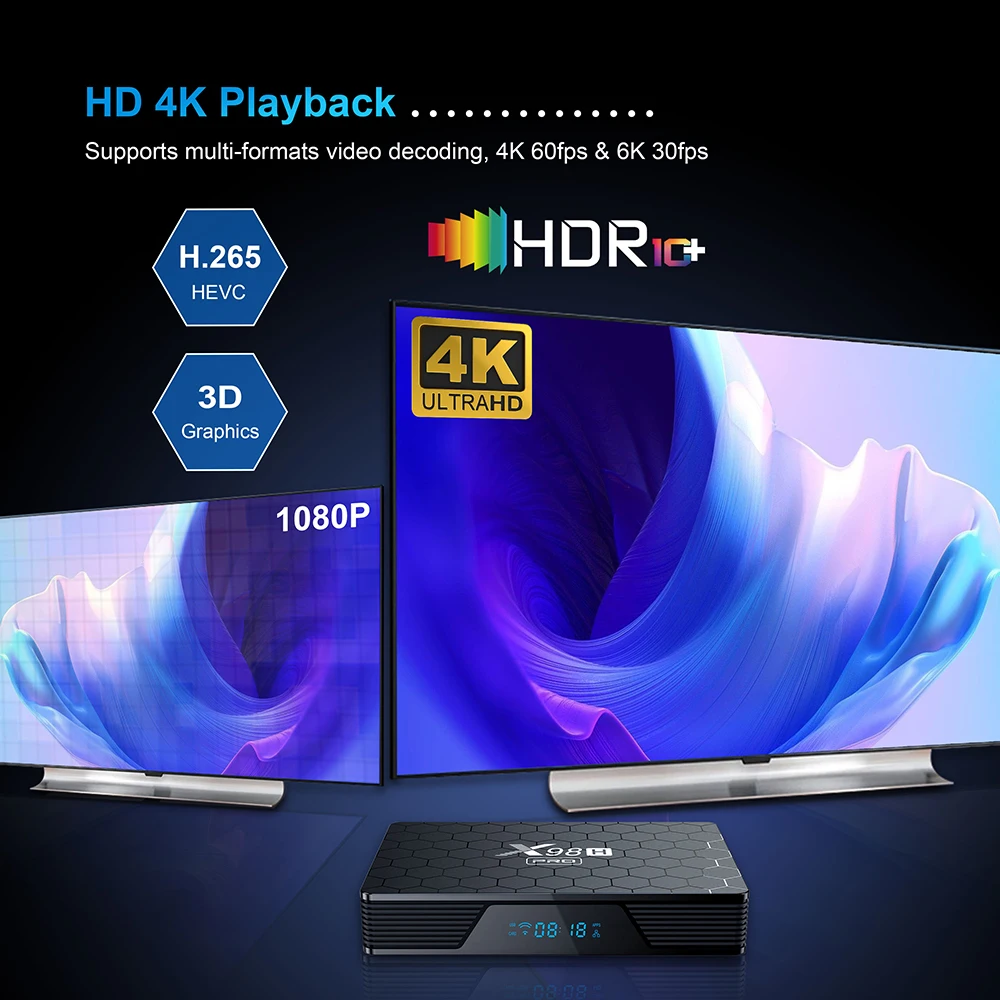 X98Q Android 11,0 Smart TV Box Amlogic S905W2 UHD 4K Media Player 2,4G/5G de doble banda WiFi