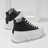 Women's Casual Height Increased Shoes Solid Color Versatile Canvas Shoes High Top Lace Up Flats Comfortable Breathable Female 2