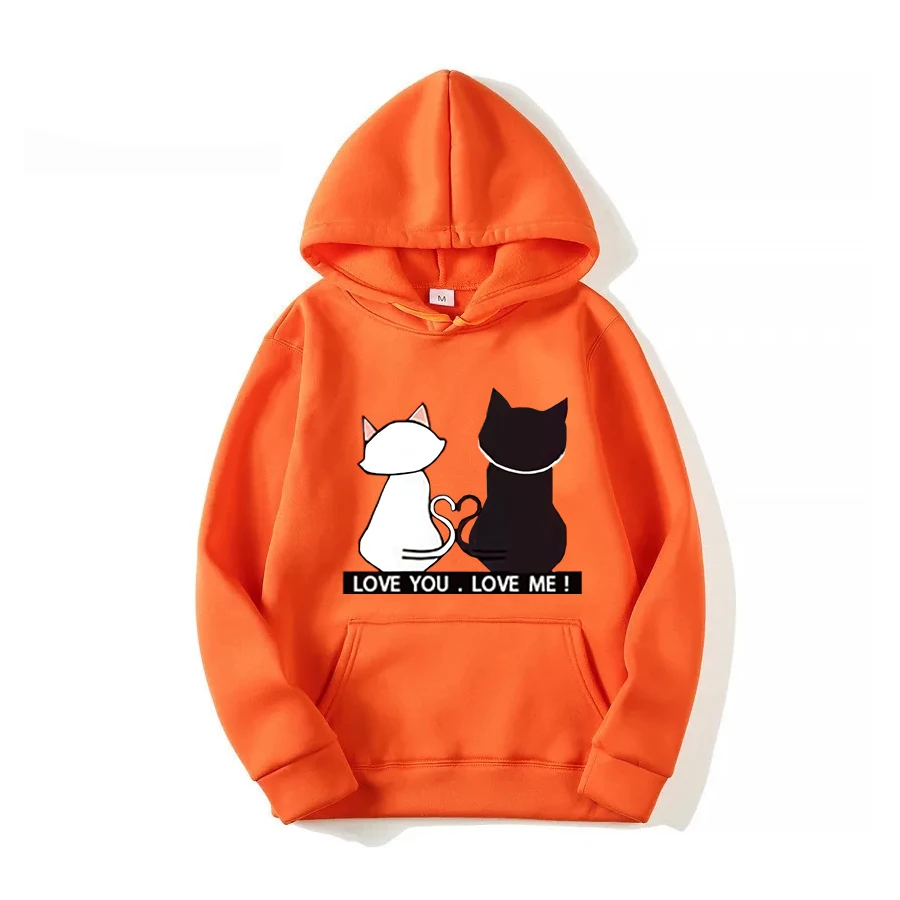 Autumn Collection New Couple Cat Pattern Hoodie Lazy Loose Women's Sports and Leisure Sweatshirt