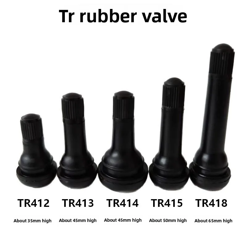 10PCS 타이어 밸브 스템 TR412/TR413/TR414/TR415 먼지 커버 포함 자동차 튜브리스 타이어 밸브 검정색 고무 스냅온 타이어 밸브 스템