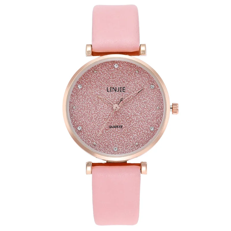 

Fashion Diamond Heart Women's Watch Middle School Student Leather Strap Quartz Watch Round Dials Dress Clock Relogio Feminino