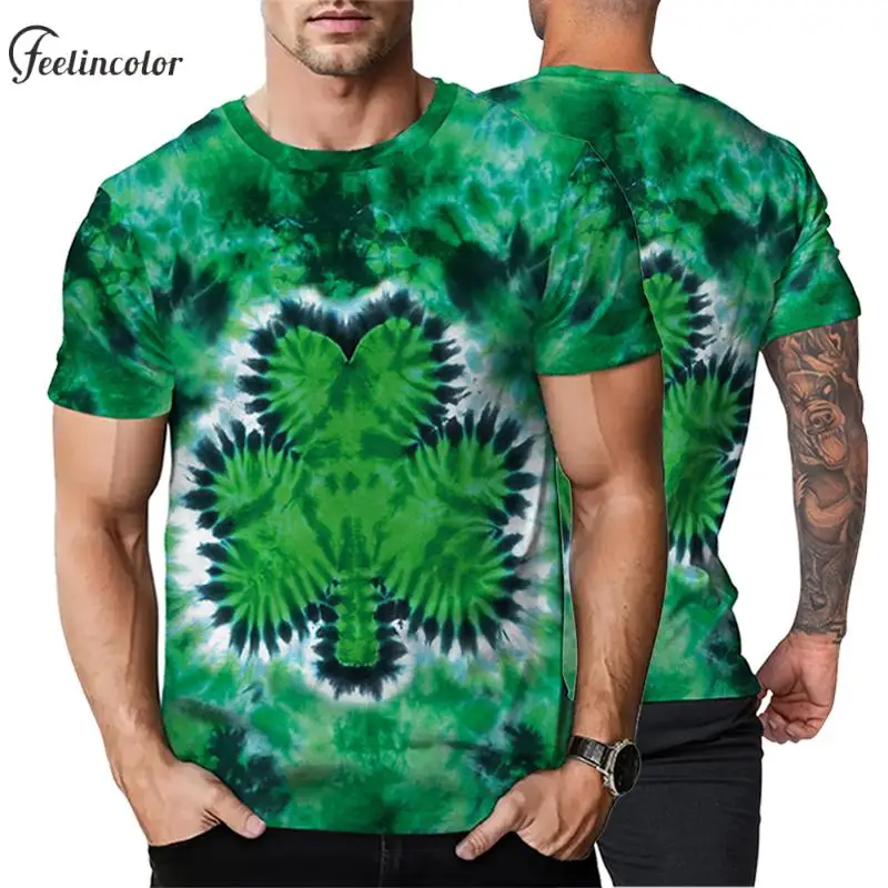 

Green Short Sleeved Shirt St'patrick's Day Tees for Men Crewneck Tops Holiday Outfit 3D Printing Streetwear Male Clothing