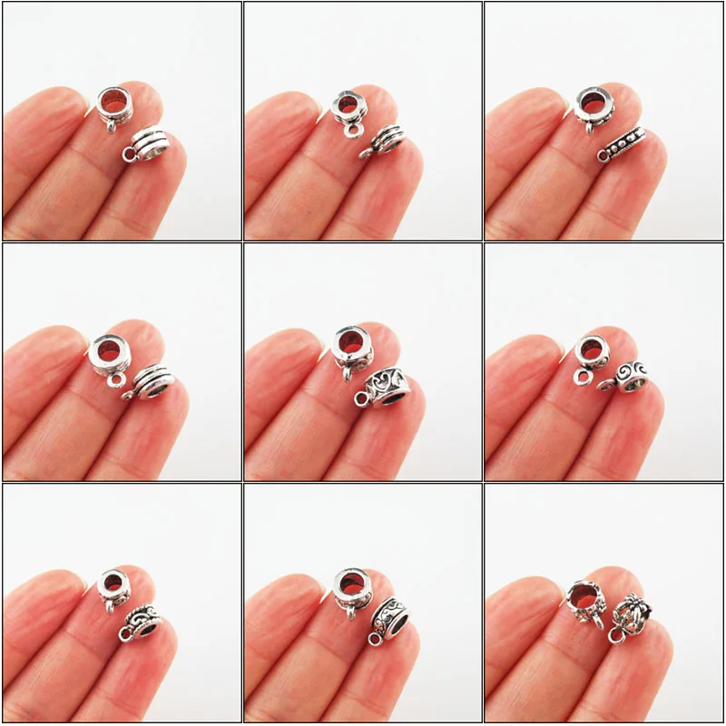 

Fashion New Flower Chinese Knot Charms Bail Tibetan Silver Plated Connectors For Gifts Jewelry
