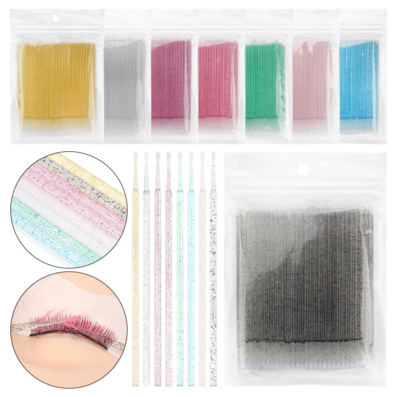 

100pcs Crystal Disposable Micro Brush Individual Lash Removing Swab Mascara Wands Applicator Makeup Tools For Eyelash Extension