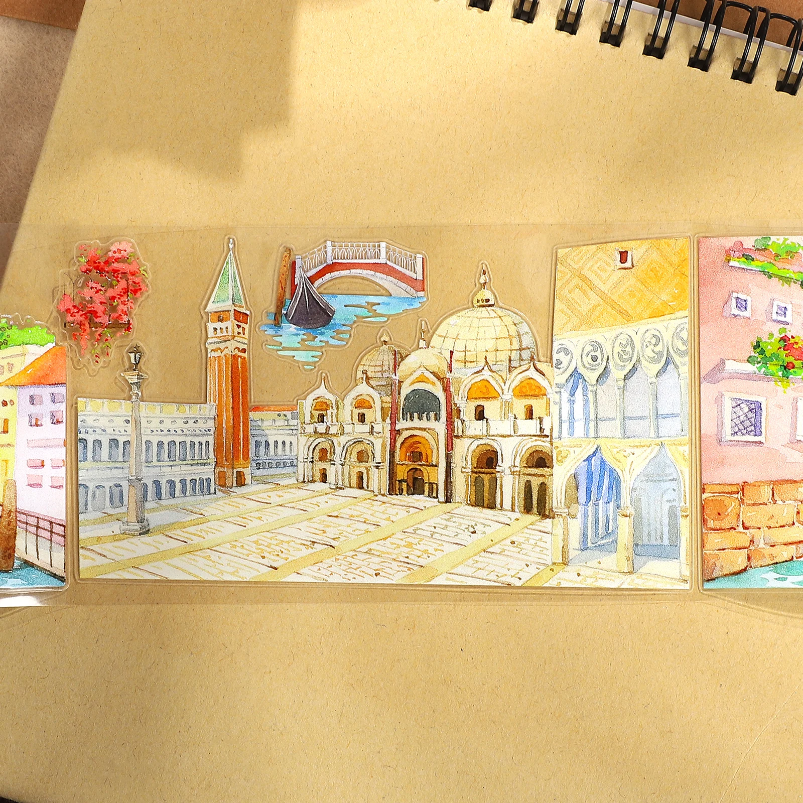 70mm*5m 빈티지 베니스 여행 리버 하우스 풍경 PET 테이프 크리에이티브 DIY 저널 재료 콜라주 스크랩북킹 문구류