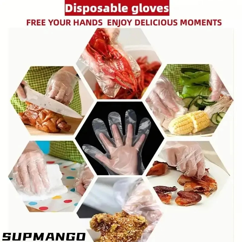 Sun Protection Gloves 100pcs Food Grade Disposable Plastic Gloves for Cooking Food Prep And Service Thickened PE Gloves for Maximum Protection