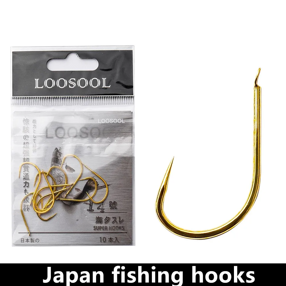 LOOSOOL Small Fishing Hooks Japan High Carbon Steel Crucian Carp Tilapia  Freshwater Saltwater Golden Japanese Barbless Fish Hook