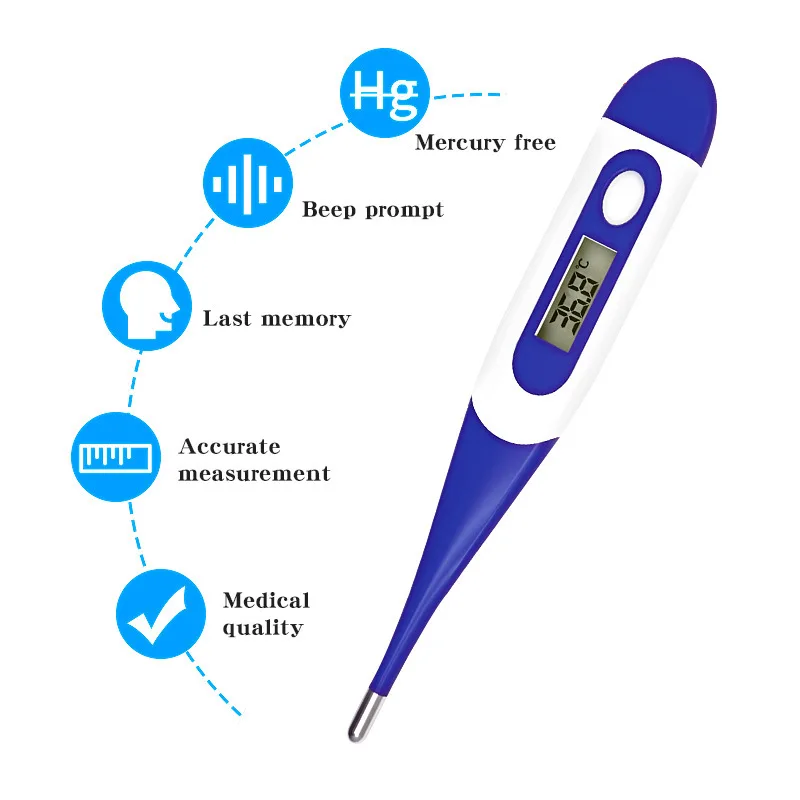 Digital Thermometer Soft Tip Waterproof Electronic Thermometer Medical LCD Baby Child Adult Electronic Digital Body Portable Thermometer