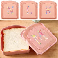 Portable Lunch Box Toast  Sandwich Case Bread Bag Large Capacity Bento Food Container Reusable Organizer Pink Letter Pattern 1