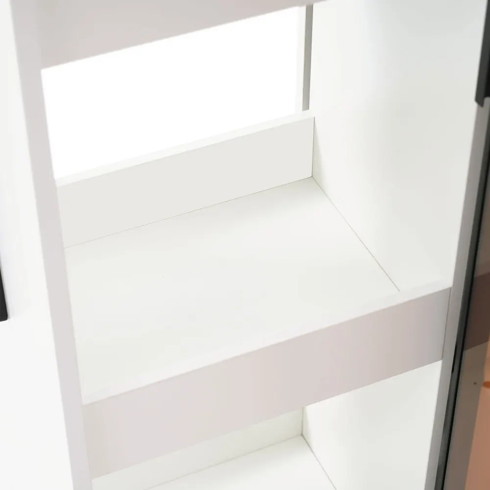 70×40×160cm Moderne große Vitrine mit Glastüren, seitlichen Schubladen und integrierter LED-Beleuchtung, vielseitiger Weinschrank, Bücherregal – Detail 12