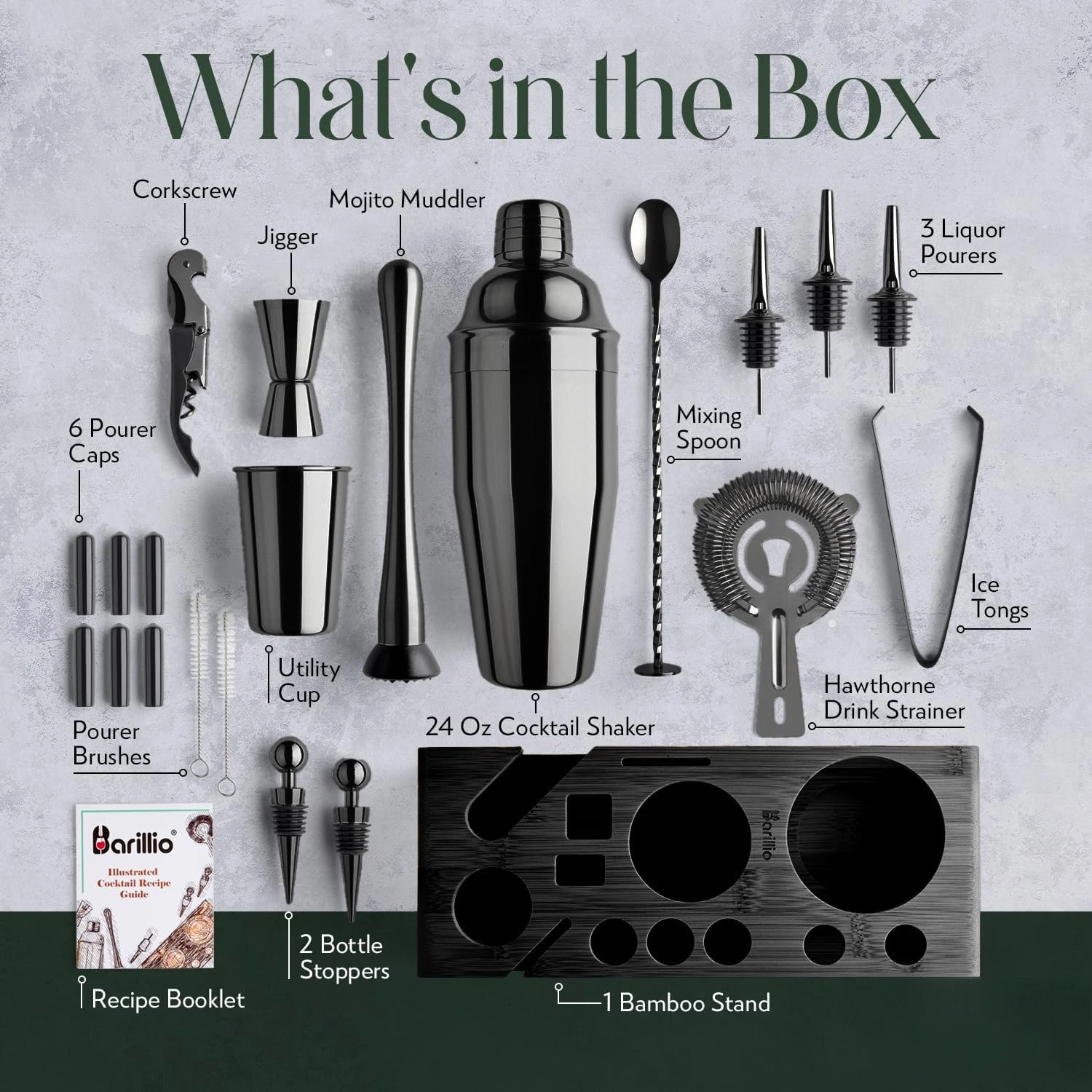 Black Bartender Cocktail Shaker Set 3