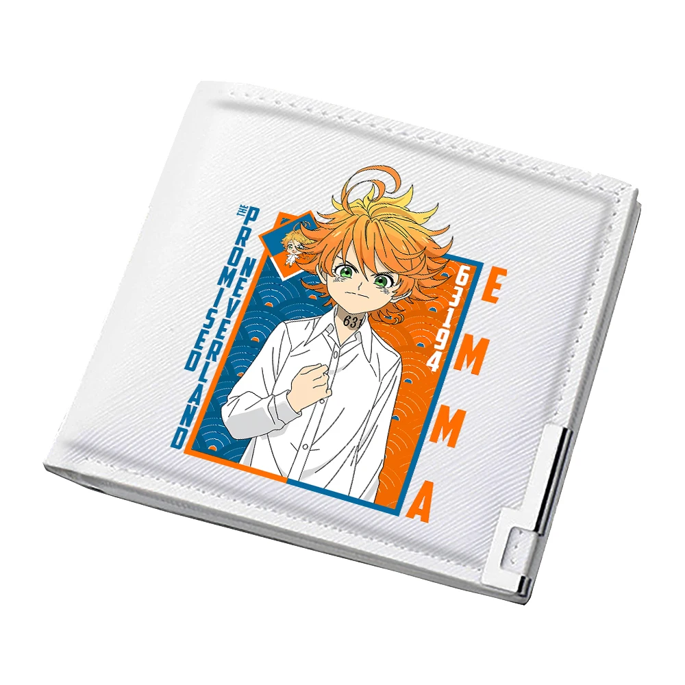 

The Promised Neverland Anime Money Bag Cartoon Short Wallet Kawaii ID Card Holder Pu Leather Women White Purse Mini Clutch