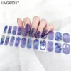 16/20Tips Semi-Cured Gel Nail Wraps Flash Solid Adhesive Waterproof Long Lasting DIY Gel Nail Stickers UV Lamp Need 4