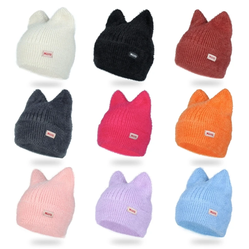 

New Y2K Girl Winter Warm Crochet Hat Ear Beanie Hat Outdoor Activity Accessory